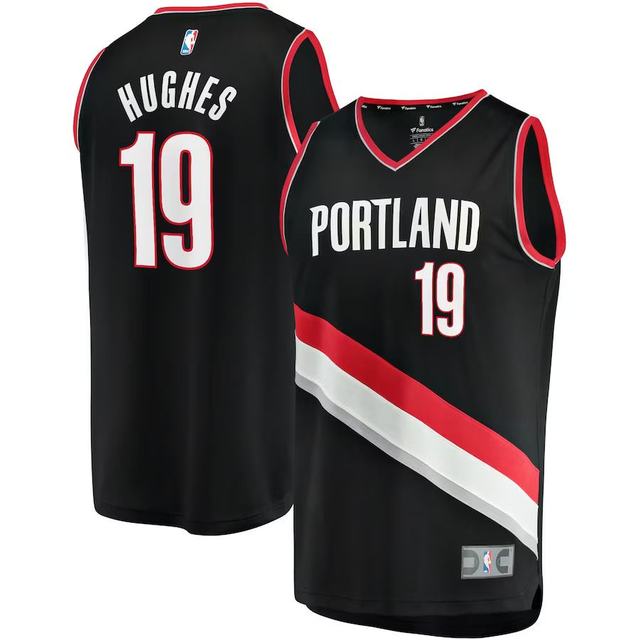 Men Portland Trail Blazers #19 Elijah Hughes Fanatics Branded Black Icon Edition Fast Break Replica NBA Jersey->portland trail blazers->NBA Jersey